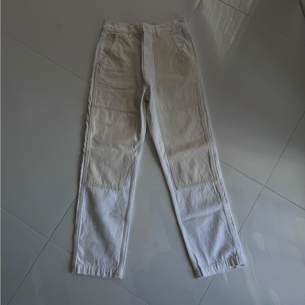 Madewell The Perfect Vintage Straight Jean White Beige Patch